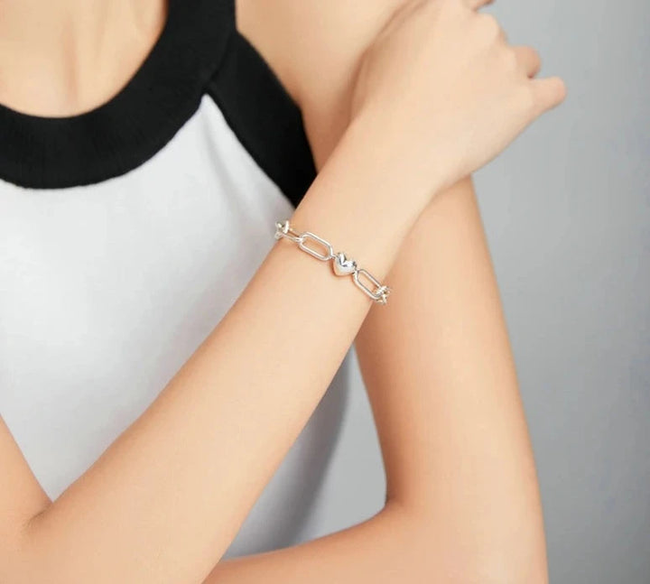  Silver Heart Love Chain Bracelets - HANDBAGS & CO