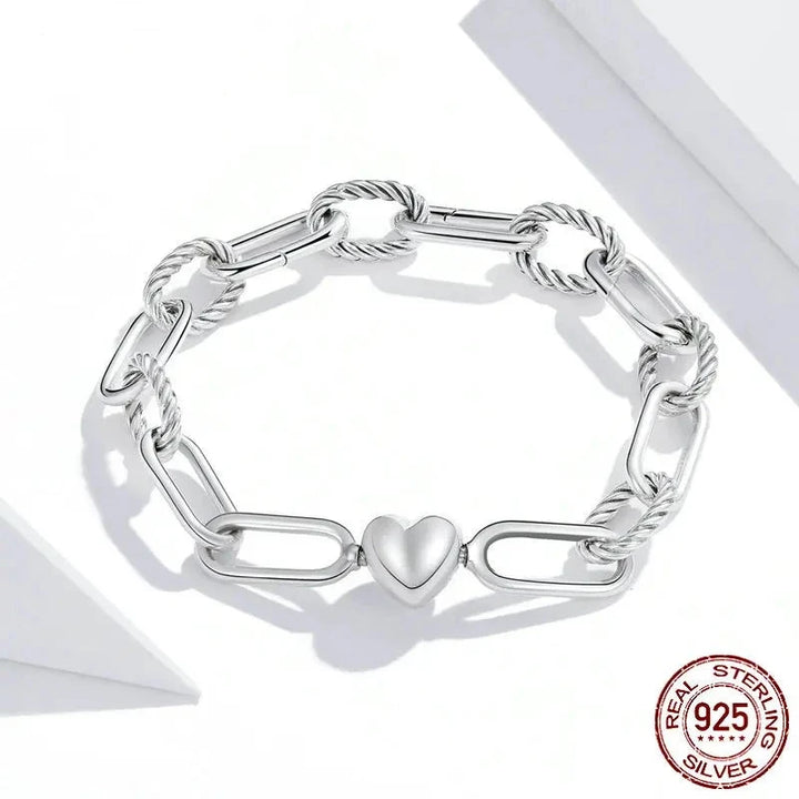  Silver Heart Love Chain Bracelets - HANDBAGS & CO