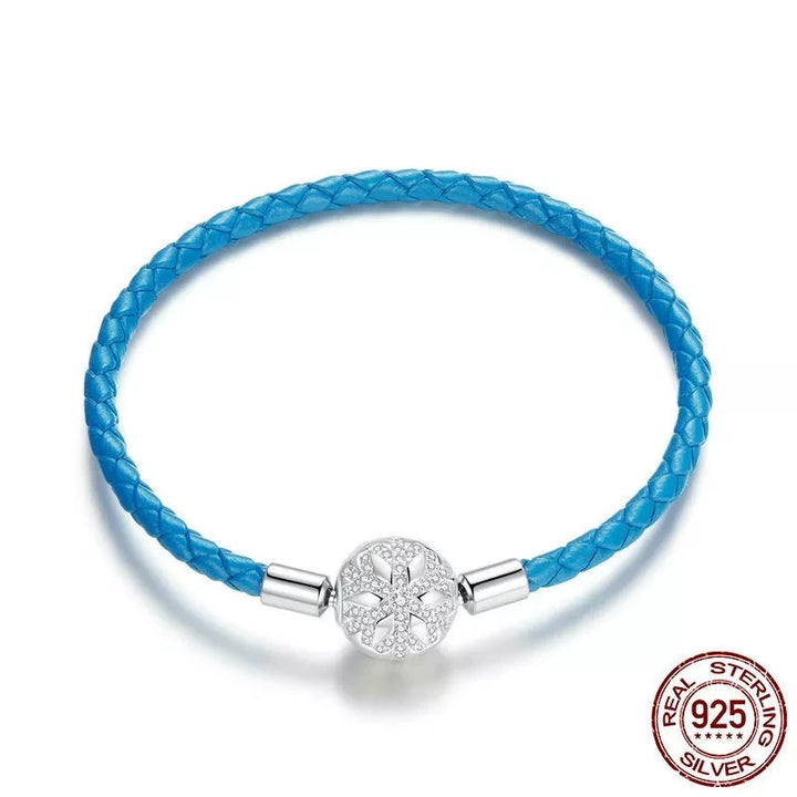 Snowflake Clip with Blue Leather Bracelet  - Handbags & Co