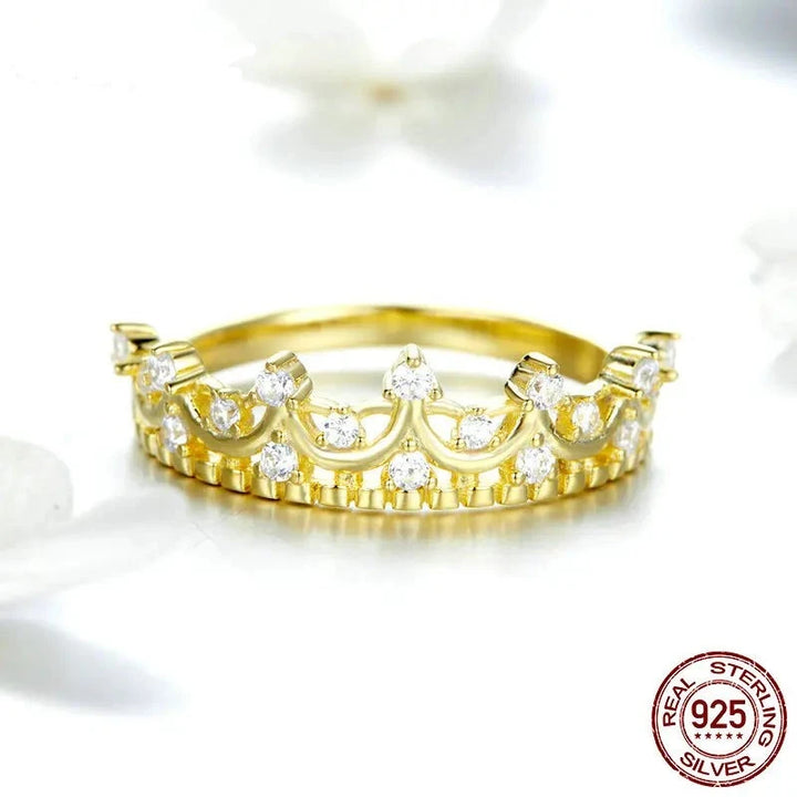 Silver Princess Crown Gold Color Crown Rings - Handbags & Co