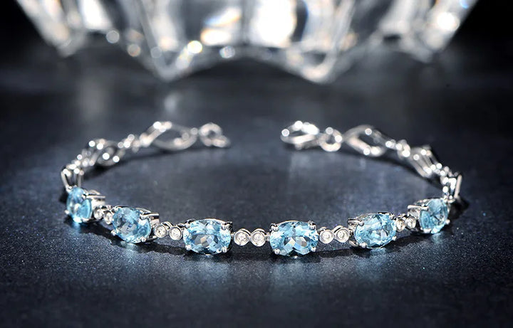 Sterling Charm: Aquamarine Bracelet for Her - Handbags & Co