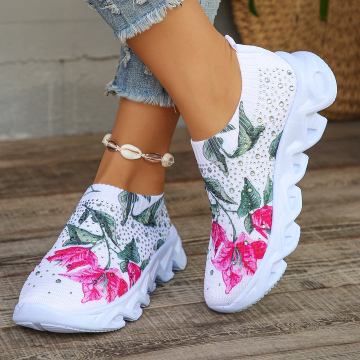 Floral Crystal Platform Sneakers for Women 2024 - Handbags & Co