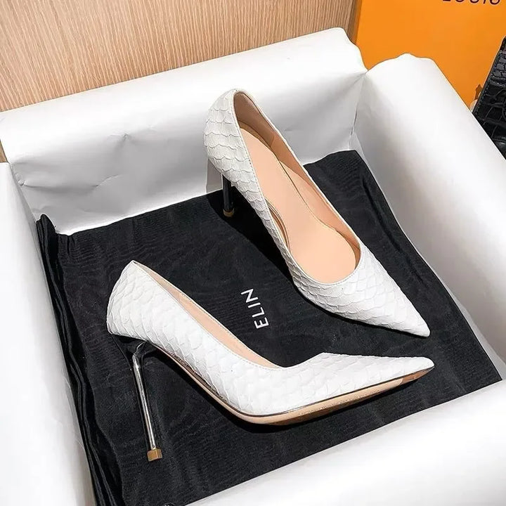 Elegant White Stiletto Heels - Handbags & Co