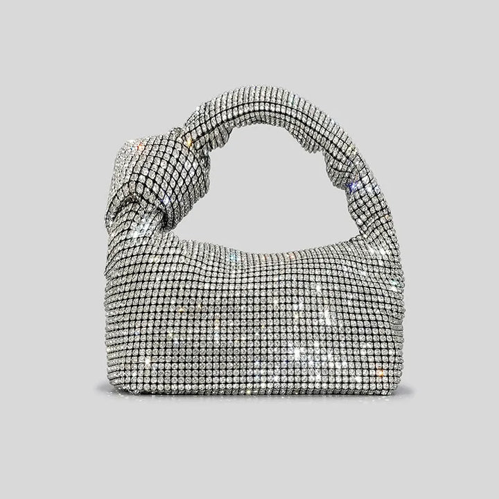 Luxury Silver Crystal Rhinestone Evening Handbag - Handbags & Co