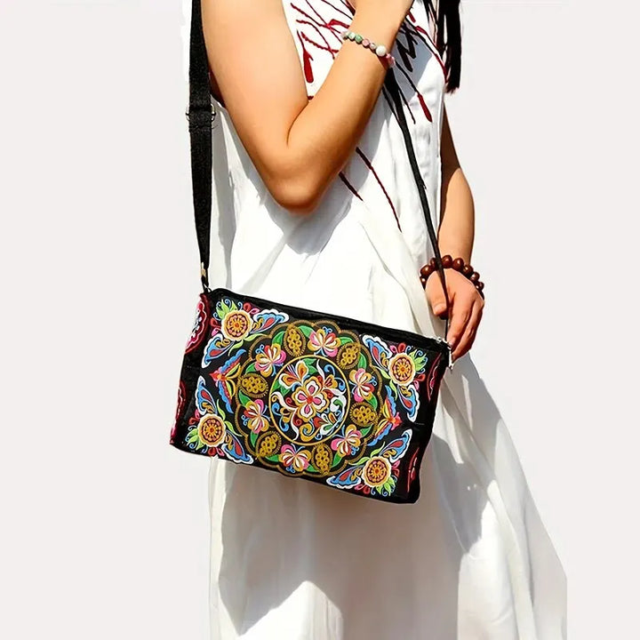 Embroidered Floral Nylon Crossbody Bag for Women - Handbags & Co