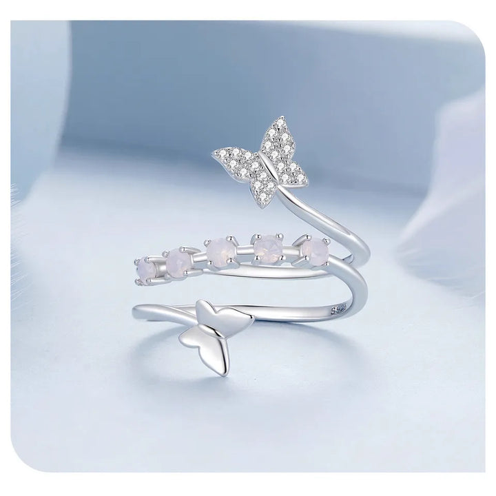 Silver Dancing Butterfly Opening Rings - HANDBAGS & CO