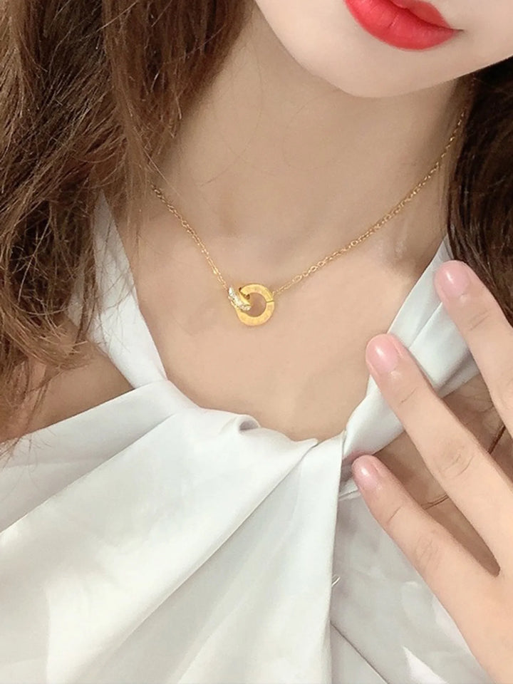 18K Gold Plated Infinity Circle Necklace - Handbags & Co