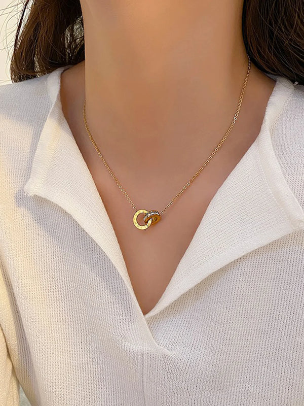 18K Gold Plated Infinity Circle Necklace - Handbags & Co