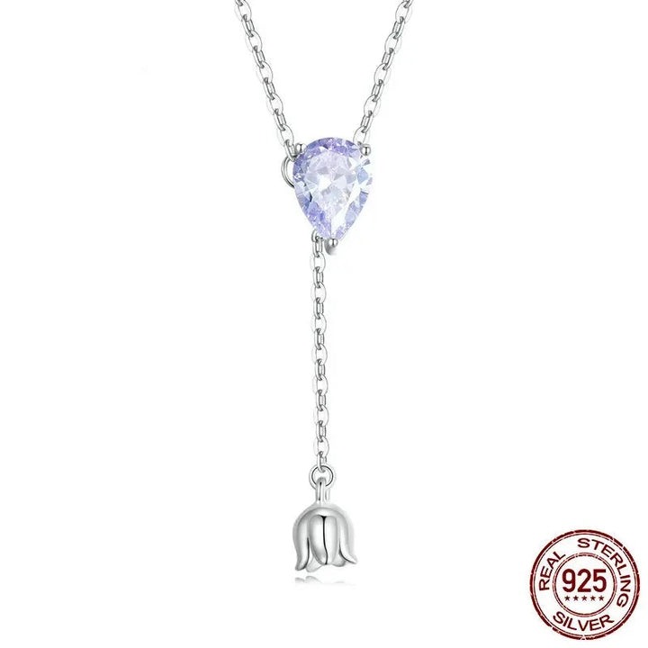 Purple Zircon Pendant Necklace Symbol of Love and Beauty- Handbags & Co