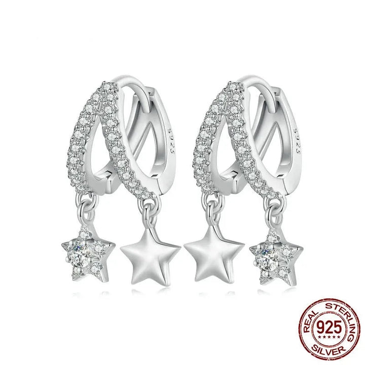 Silver Twinkling Star Ear Buckles Perfect for Any Occasion - Handbags & Co