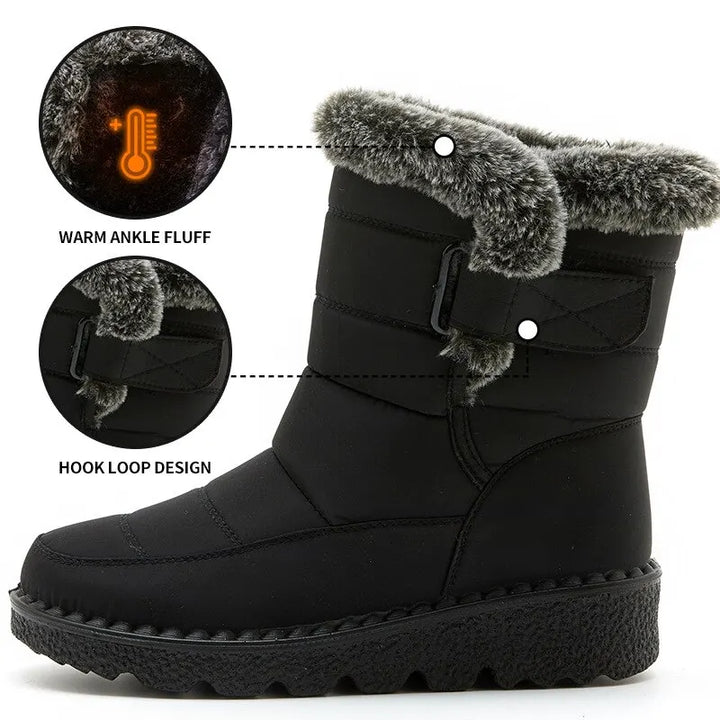 Waterproof Winter Faux Fur Long Platform Snow Warm Shoes - Handbags & Co