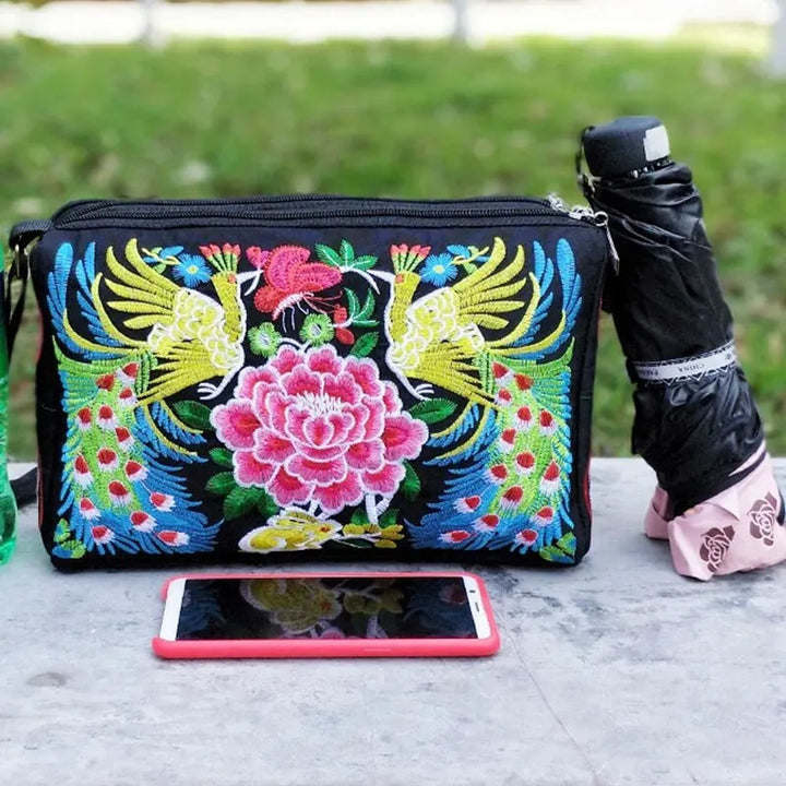 Embroidered Floral Nylon Crossbody Bag for Women - Handbags & Co