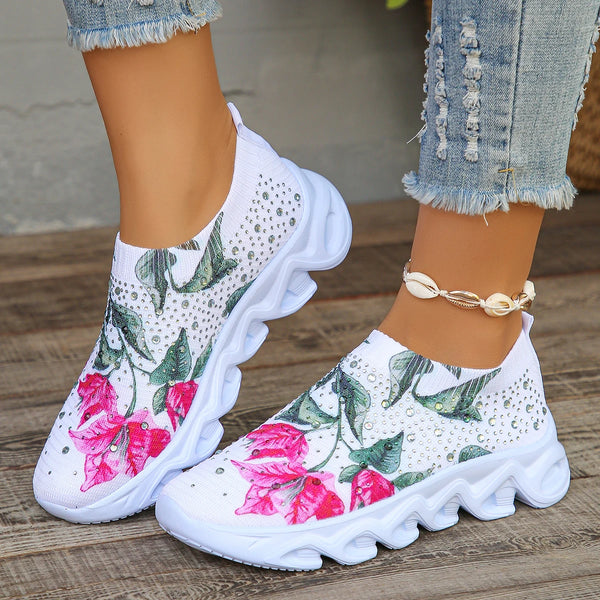 Floral Crystal Platform Sneakers for Women 2024 - Handbags & Co