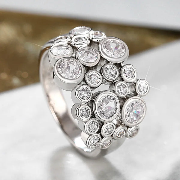 Elegant Cubic Zirconia Crystal Luxury Rings - Handbags & Co