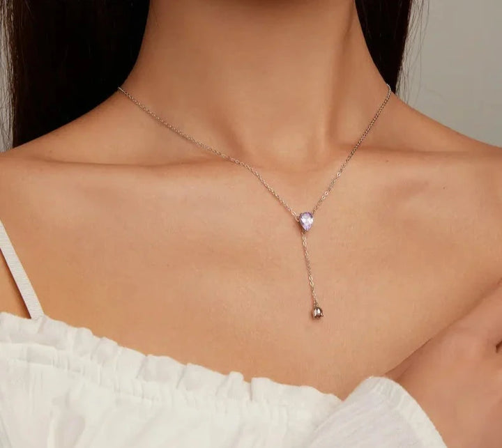 Purple Zircon Pendant Necklace Symbol of Love and Beauty- Handbags & Co