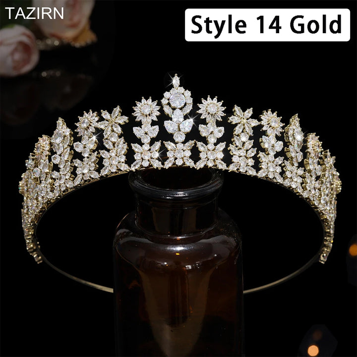 Handmade Floral Bridal Tiara with Cubic Zirconia - Handbags & Co