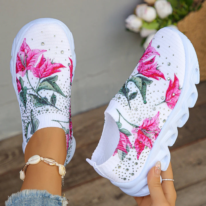 Floral Crystal Platform Sneakers for Women 2024 - Handbags & Co