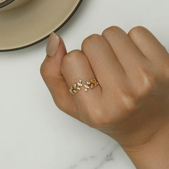 Unique Korean Style Leaf Design Ring - Handbags & Co